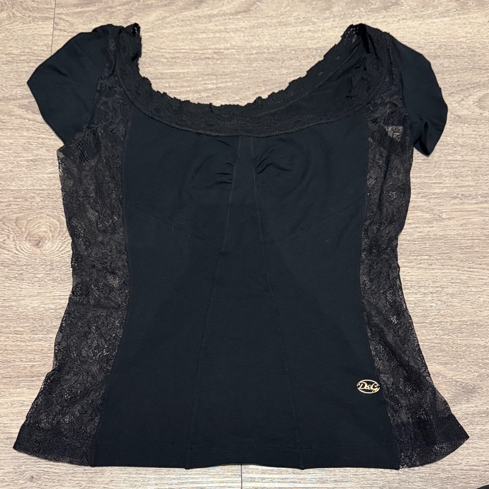 D&G Women’s Black Shirt with Lace Detail